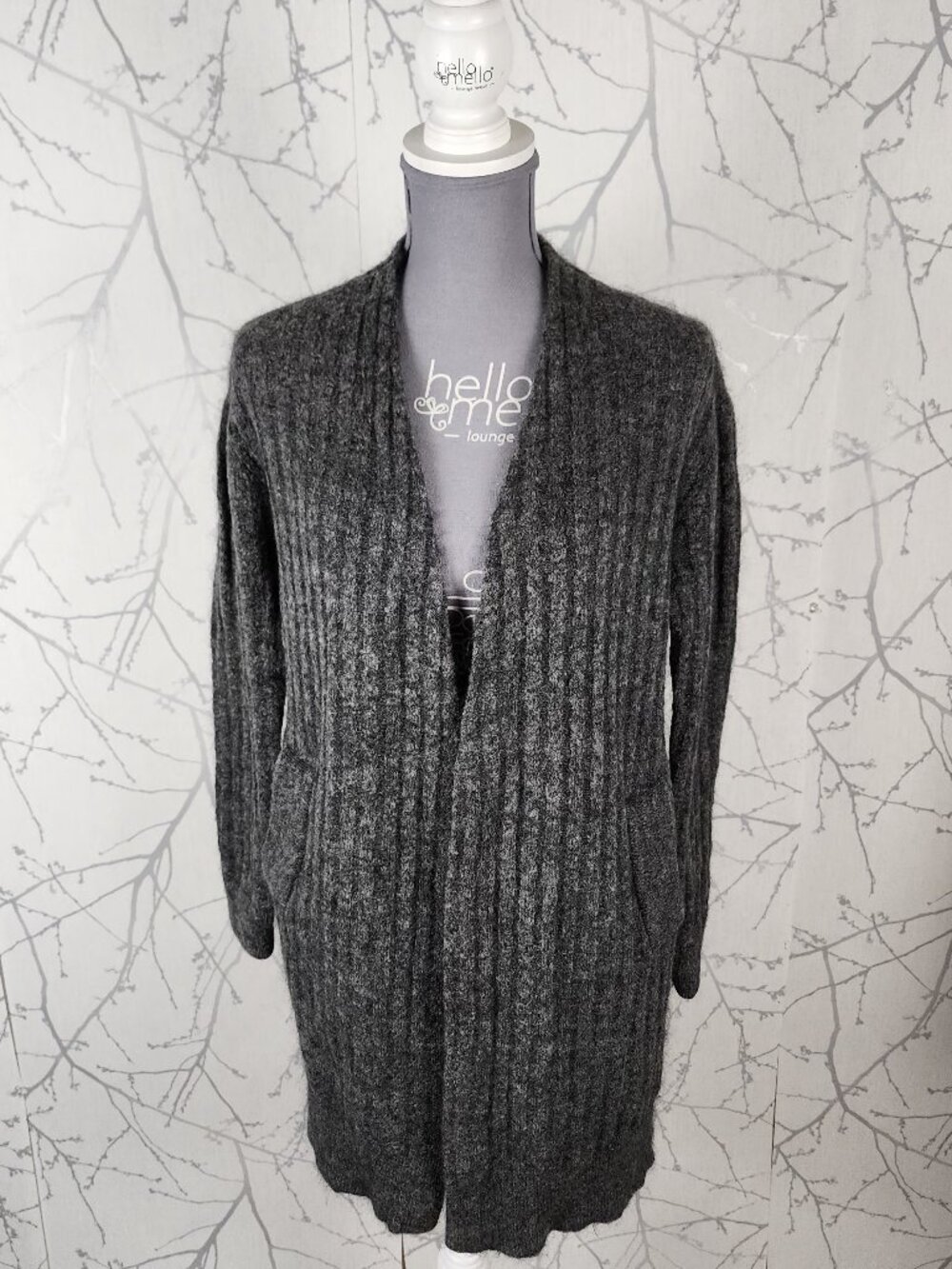 Michael Michael Kors Gray Mohair Wool Blend Open Front Cardigan